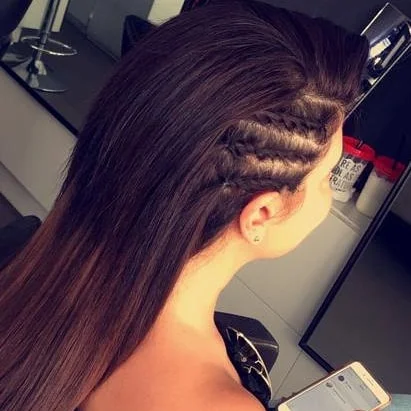  Half-up side braid with loose waves