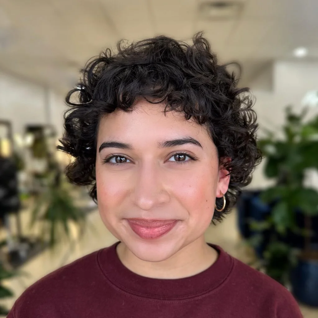 Short curly crop with baby bangs