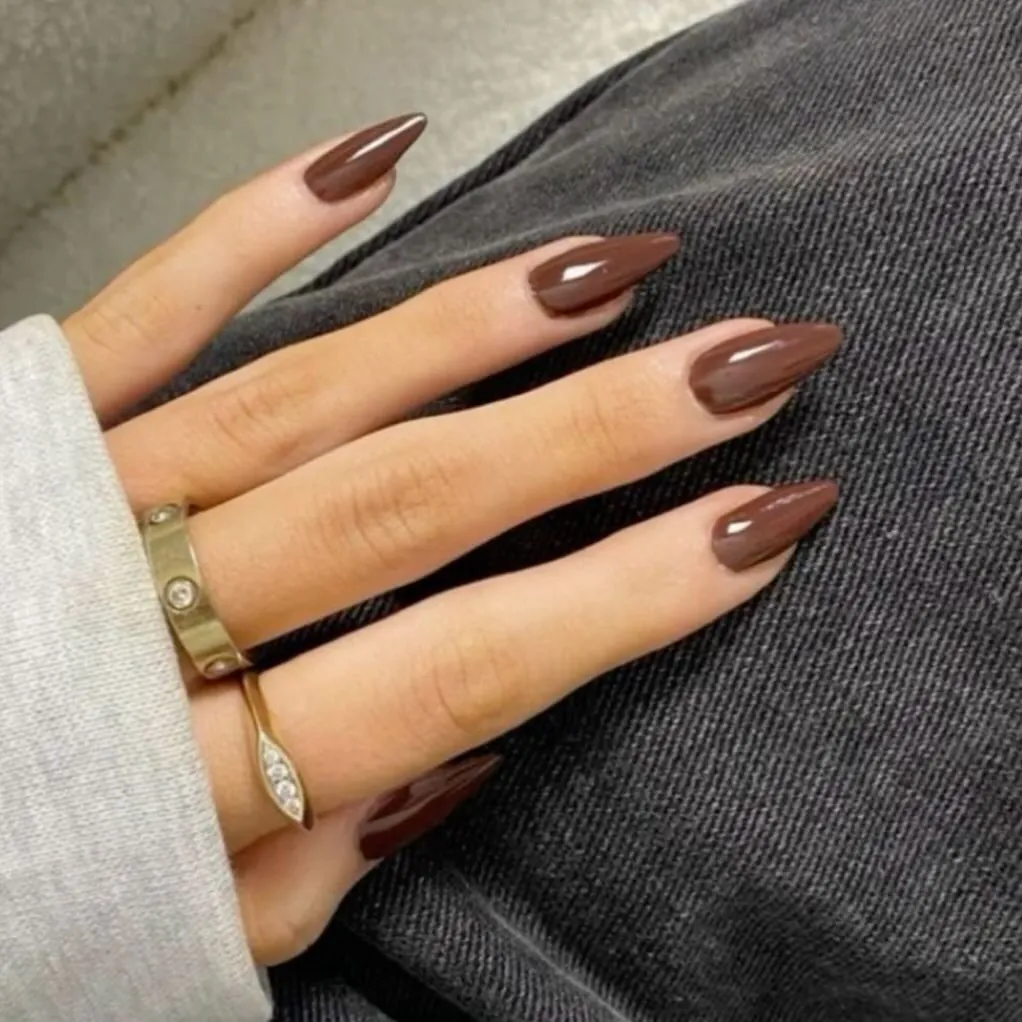muted taupe brown chocolate brown manicure
