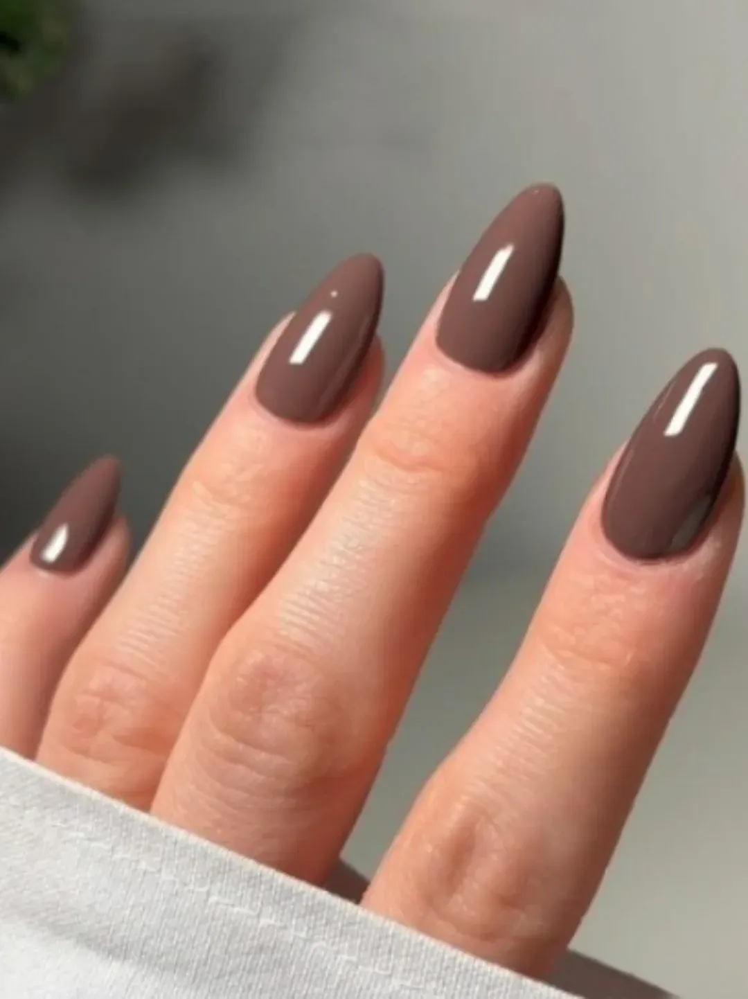 soft cocoa almonds chocolate brown manicure