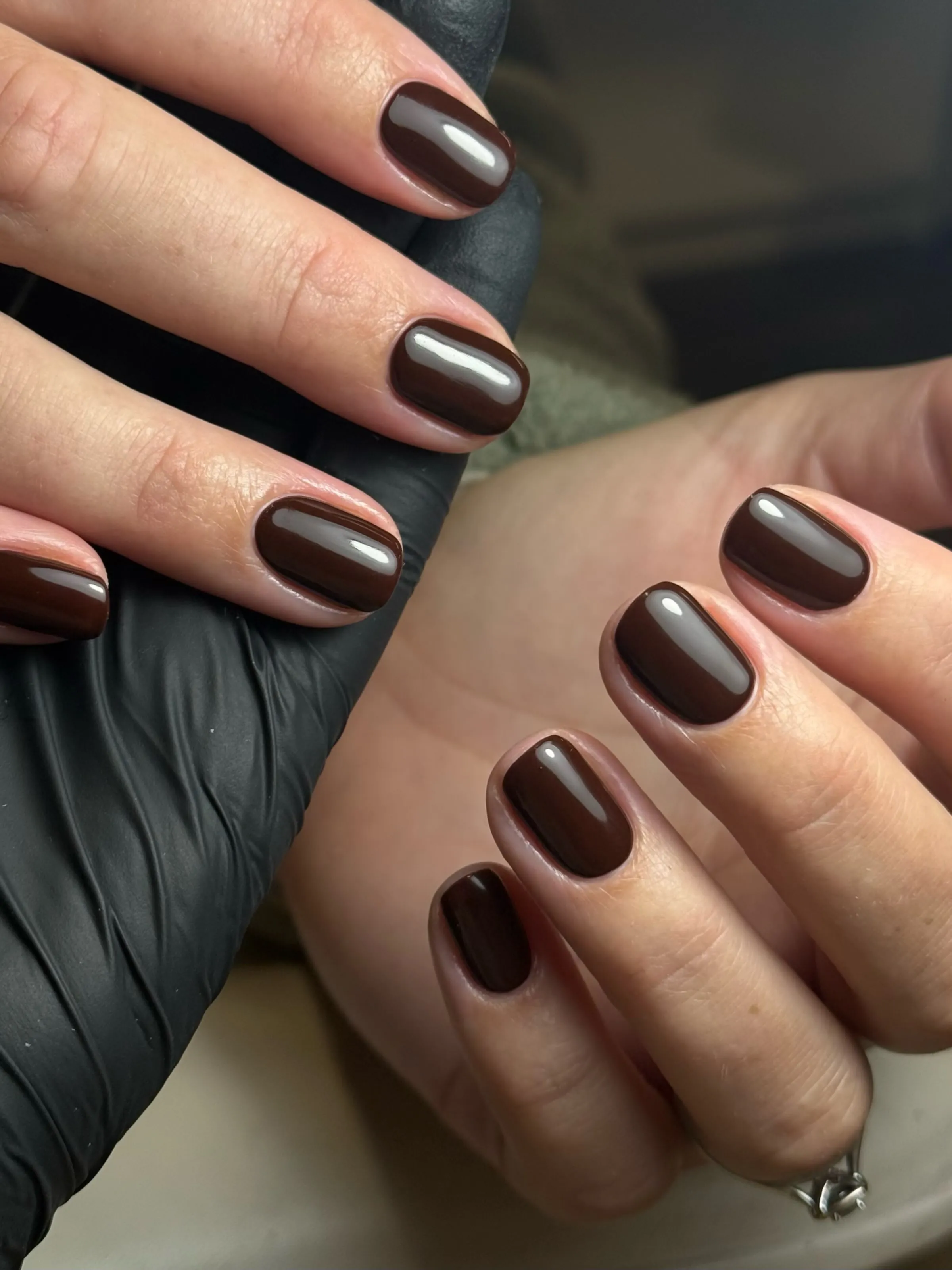 brown satin sheen chocolate brown manicure