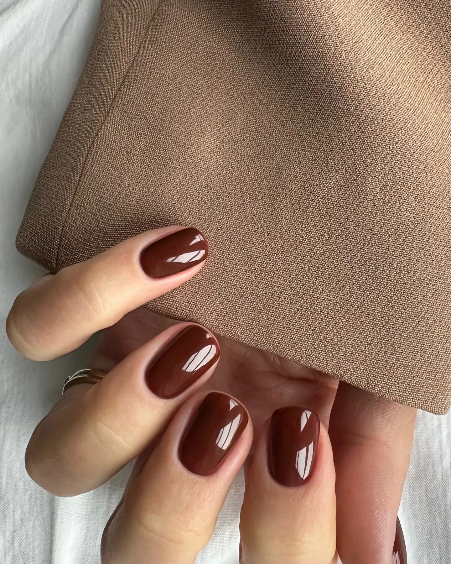 curved brown tips chocolate brown manicure