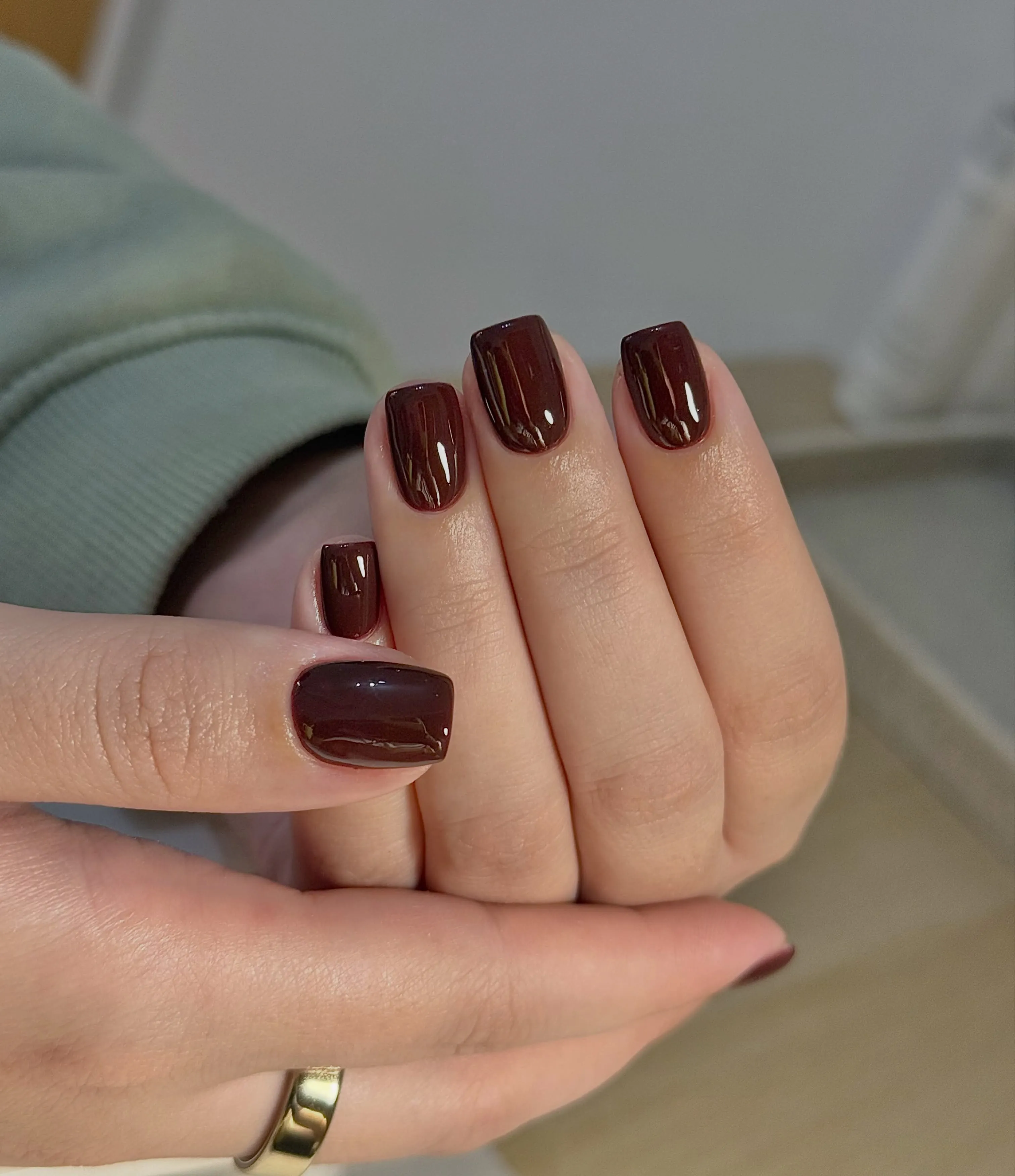 deep cocoa squares chocolate brown manicure