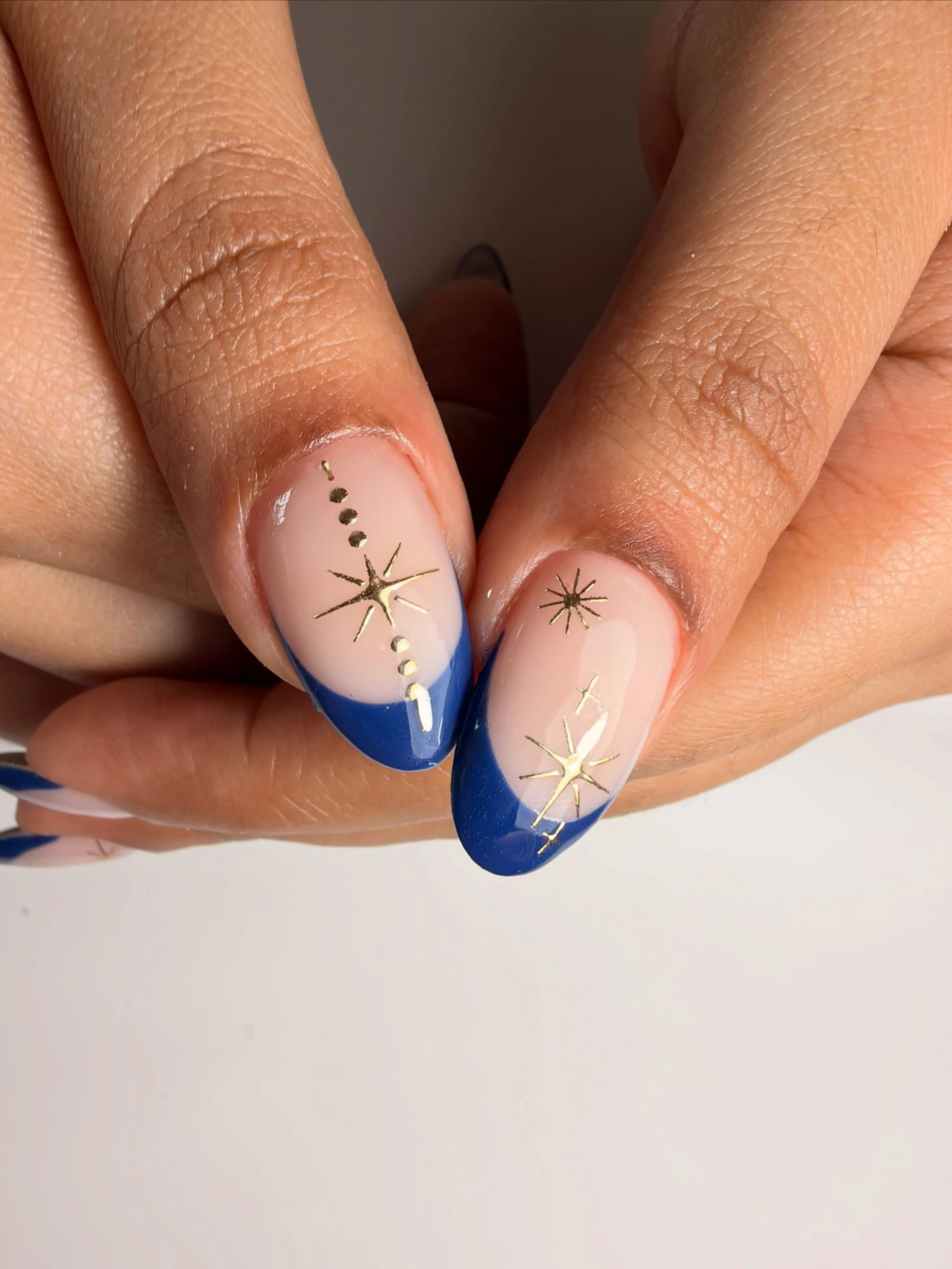 blue french stars manicure